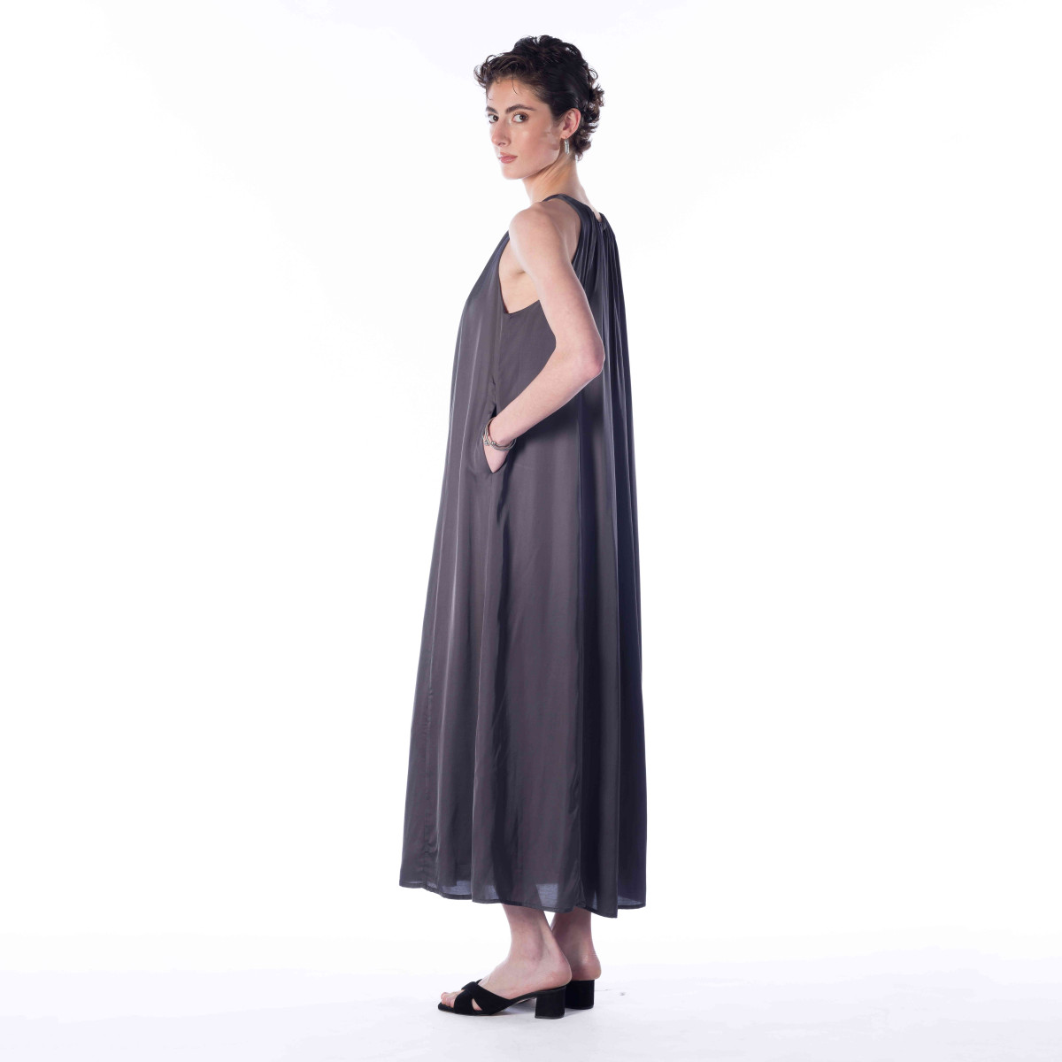 ISABELLE DRESS - Plant-Based Silk Satin Halter Dress with Side Slits | Sirene Egeenne