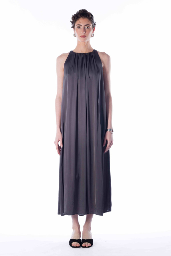 ISABELLE DRESS - Plant-Based Silk Satin Halter Dress with Side Slits | Sirene Egeenne